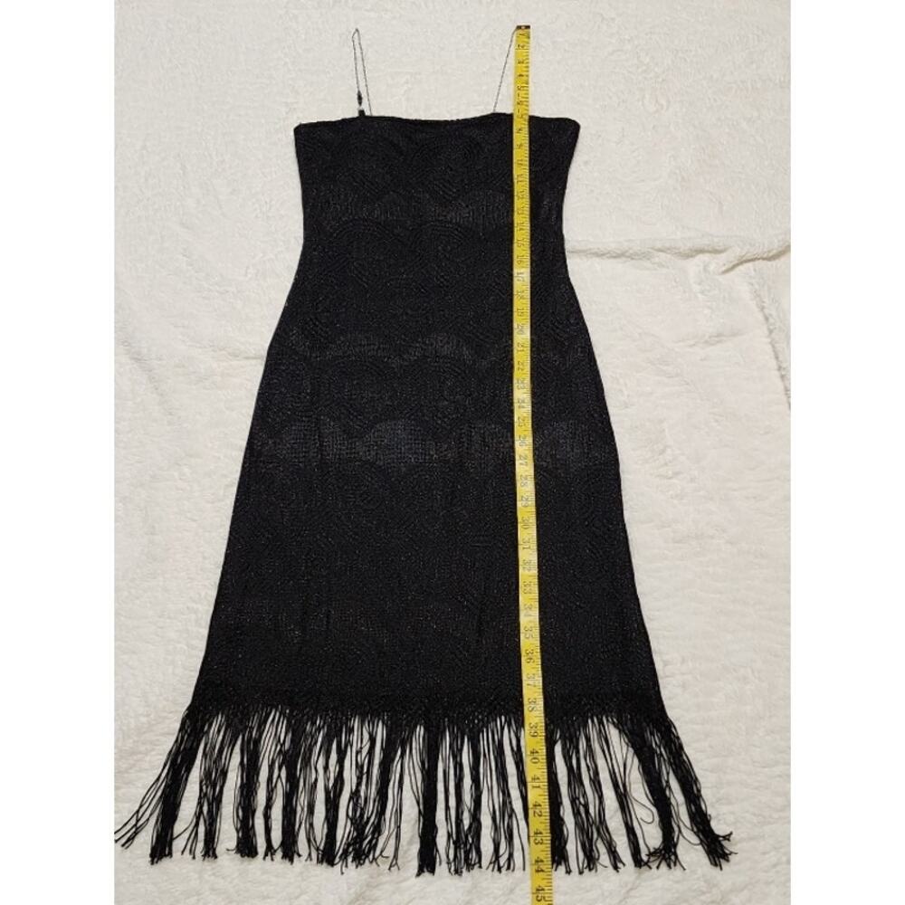 a'gaci Black Midi Fringe Slip Dress - Picture 7 of 10